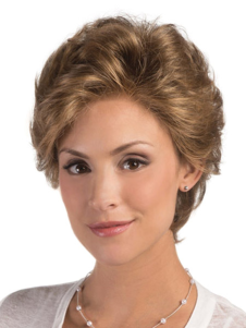 Perruque femme frisée courte marronne claire ébouriffée