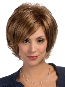 Perruque femme courte marronne claire dégradée en fibre