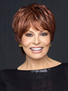 Perruque femme courte droite châtaigne dégradée en fibre