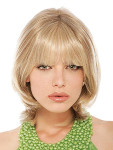 Centre naturel de l'or se séparer courte perruque de fibre résistant à la chaleur de la femme