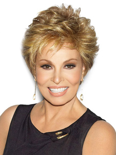 Perruque courte or dégradée en fibre frisée