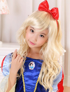 Belle lumière or Kanekalon côté balayé Bangs Chic longue perruque