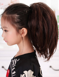 Brun ébouriffés droite Kanekalon courte-queue de cheval