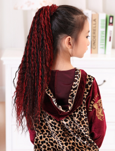 Tire-bouchon d'ébouriffés rouge foncé Curls Medium Kanekalon-queue de cheval