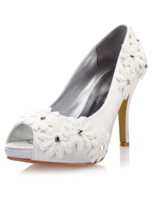 Mousseux Ivoire Antique conception Peep Toe sandales de soirée et mariées