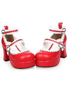 Chaussures de lolita sublimes en PU plate-forme