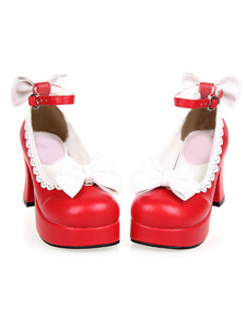 Chaussures Lolita en PU bicolore à plate-forme