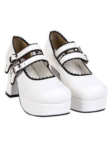 Chaussures lolita chic blanc unicolore plate-forme