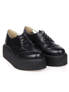 Chaussures de lolita noir unicolore plate-forme