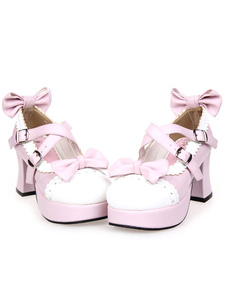 Chaussures de lolita en PU rose plate-forme