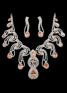 Ensemble de bijoux luxueux étranger de soirée avec rhinestone