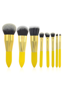 Pinceaux de maquillage jaunes en velours côtelé 8 pièces