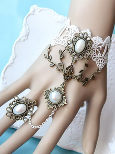 Bracelet de lolita blanc à tricoter avec fausse perles