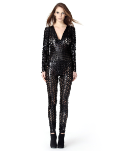 Combinaison de club creusée noire unicolore à col V