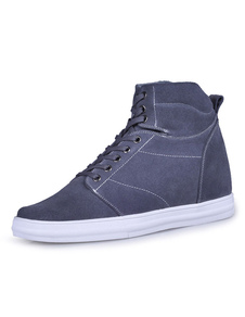 Chaussures ascenseur en cuir gris à tige haute