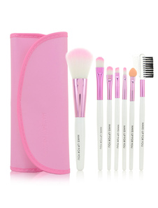 Pinceaux de maquillage roses en toile de 7 pièces