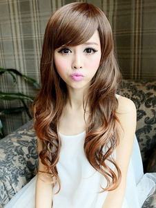 Perruque longue couleur de lin de boucles en spirale