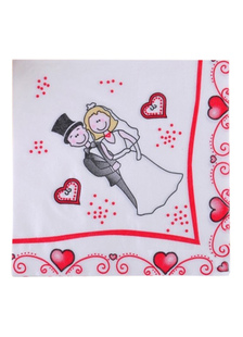 Serviette de mariage en papier spécial avec dessin animé