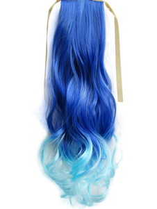 Ombre ébouriffés bouclés fibre résistant à la chaleur longue queue de cheval