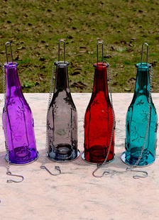 Bouteille motif métal verre bougie faveurs
