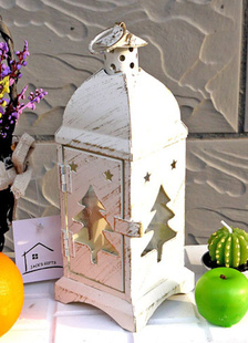 Noël arbre creux sur métal blanc verre bougie faveurs