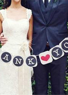 Décoration de mariage en papier imprimé de lettre