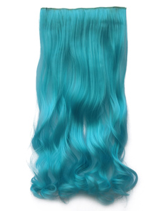 Bleu ciel clair fibre longue résistante à la chaleur Extension bouclés