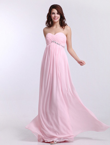 Robe demoiselle honneur maternité en chiffon rose plissé