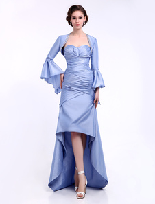 Robe mère de mariée lavande A-ligne en taffetas encolure en coeur avec perles asymétrie