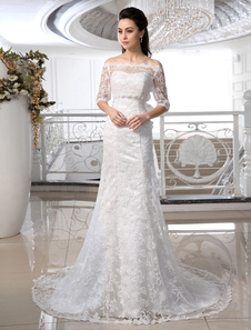 Mariage Ivoire robe sirène Off-the-Shoulder dentelle robe de mariée