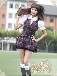 Modèle de Plaid doux laine Blend Lolita ensemble