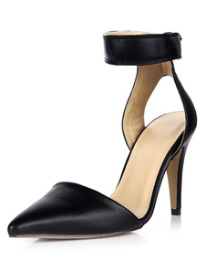 Attrayants escarpins à bout pointu et talons aigus en PU noir
