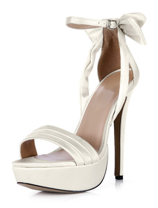 Boucle blanche Open Toe imité soie belles sandales de soirée et de mariée