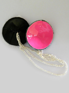 Pasties ronds en PU noirs avec chaîne