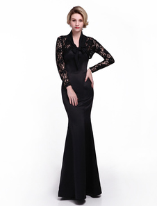 Robe mère de mariés fourreau en satin bustier avec dentelle