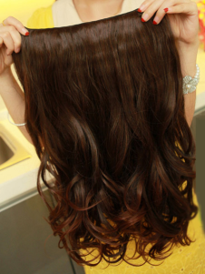 Extension de cheveux châtaigne en fibre frisée