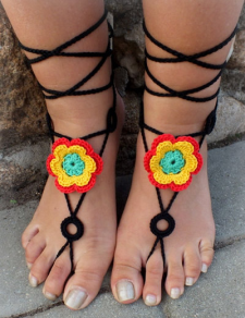 Grande fleur Bohème Crochet accessoires aux pieds nus femme