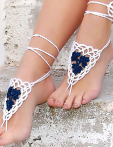 Bohème Multi couleur élégante au Crochet accessoires aux pieds nus femme