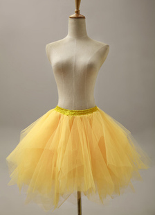 Mode Flare court jaune Slip mariage mariée jupon