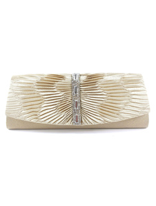 Pochette de soirée en satin imprimé brillant plissé