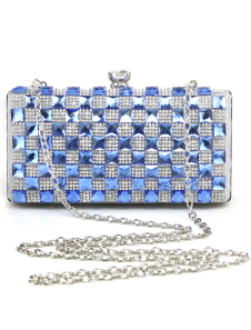 Pochette de soirée imprimée brillante avec strass