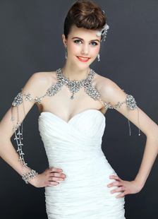 Ensemble de bijoux métal cristal Bridal de haute qualité avec Colliers Bracelets de chaînes épaule