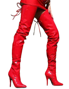 Bottes à bout pointu en PU rouge unicolore