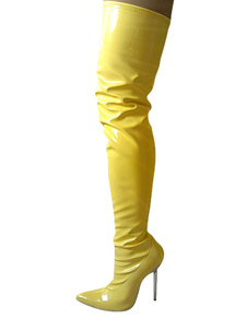 Fermeture à glissière a souligné bottes Toe PU cuir à talons hauts Sexy femmes