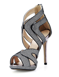 Populaires sandales gladiateur noir en PU avec talons aigus