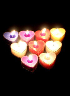 Coeur en forme de bougie de cire faveurs Set de 6