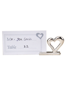 Heart Shaped porte-cartes métallique pour mariage lot de 2