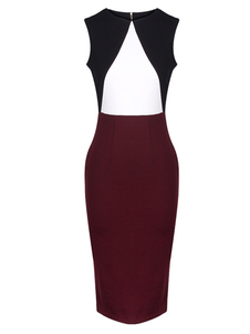 Robe moulante en romanknit color-block de col ras du cou