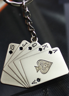 Poker Pattern mariage Metal Keychain Set de 4