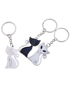 Porte-clé métallique en forme de chat de 12 pièces